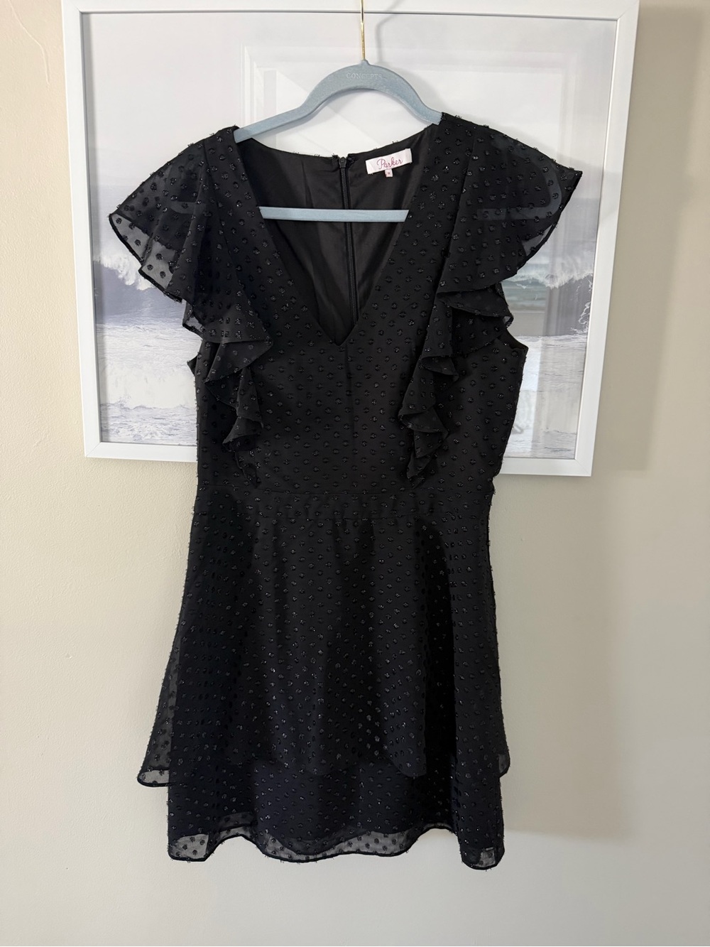 Parker Black Ruffle V-Neck Dress